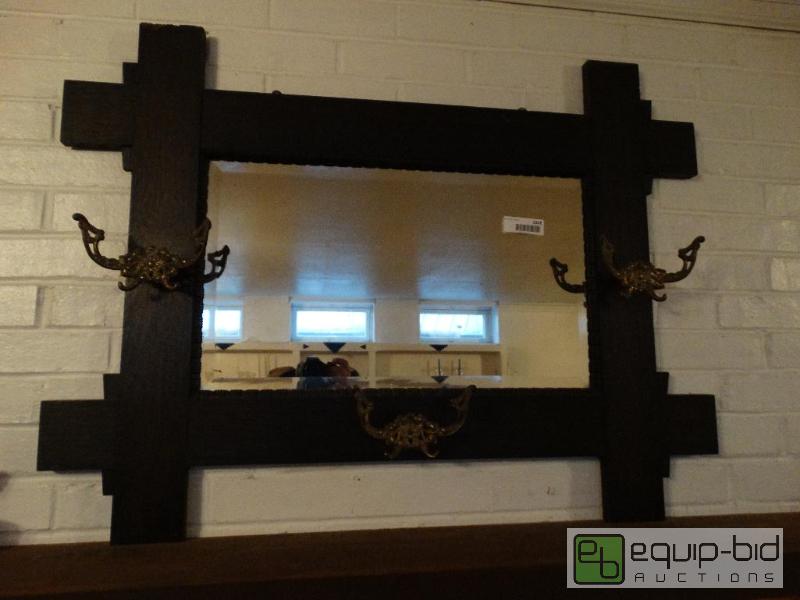 lot 2318 image: Antique oak hall tree hatcoat rack with beve...
