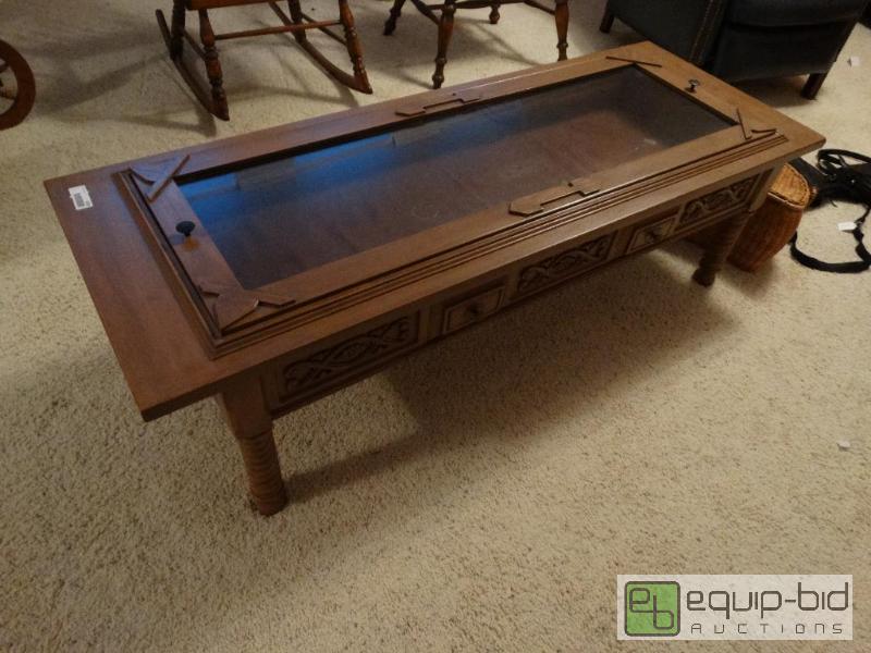 lot 2319 image: Custom built rifle display case coffee table....