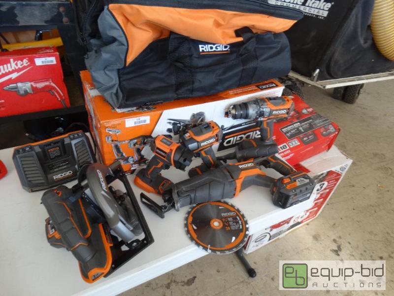 lot 108 image: Ridgid&nbspGen 5x 18 Volt 5 Piece Combo Kit ...