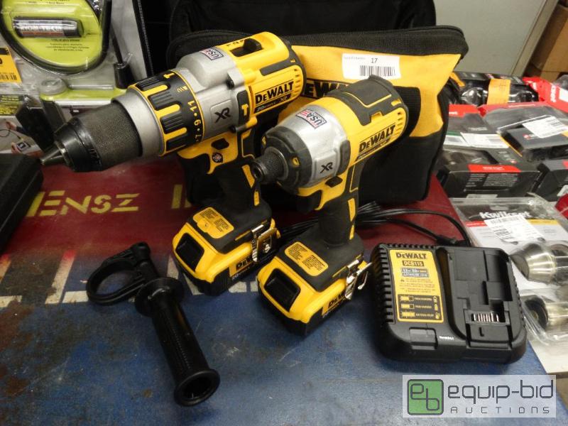 lot 17 image: Dewalt 20 Volt Max XR 2 Drill Set W2 Batteri...