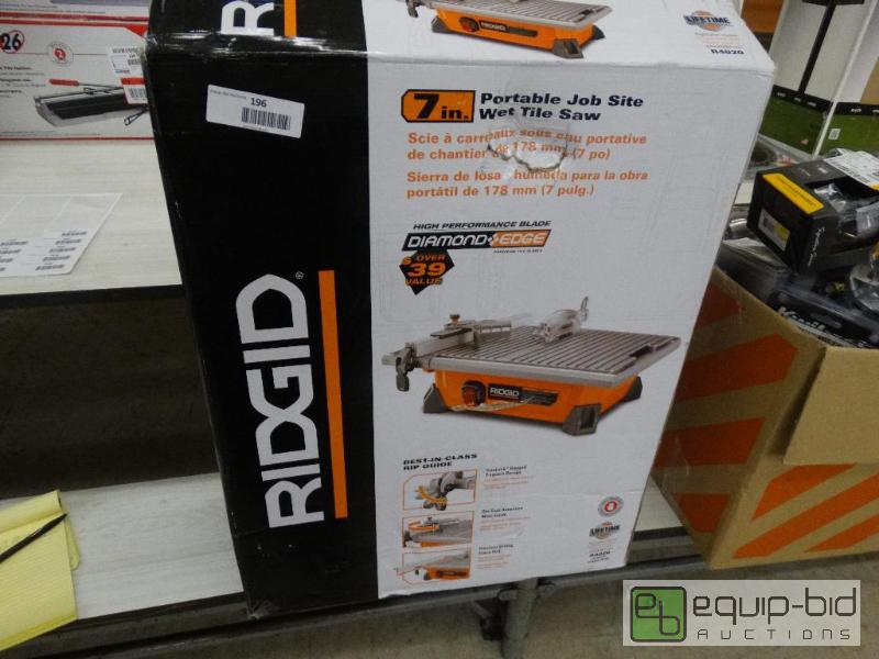 lot 196 image: Ridgid&nbsp7 Portable Job Site wet Tile Saw...