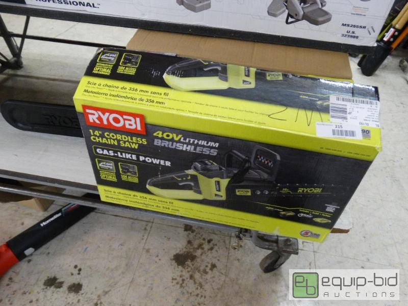 lot 215 image: Ryobi&nbsp40 Volt Brush less&nbsp14 Cordle...