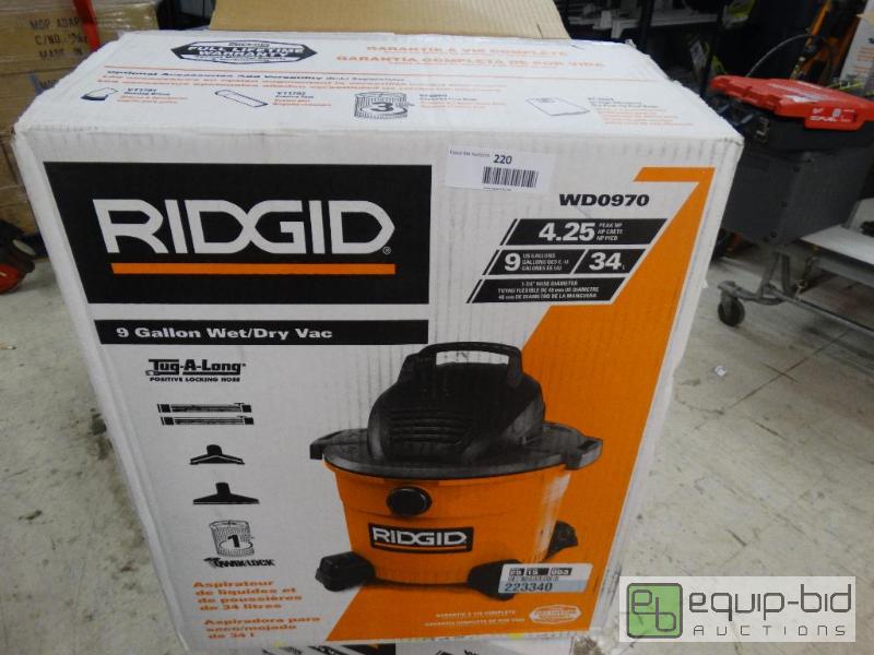 lot 220 image: Ridgid&nbsp9 Gallon WetDry Vac In Box.&nbsp...