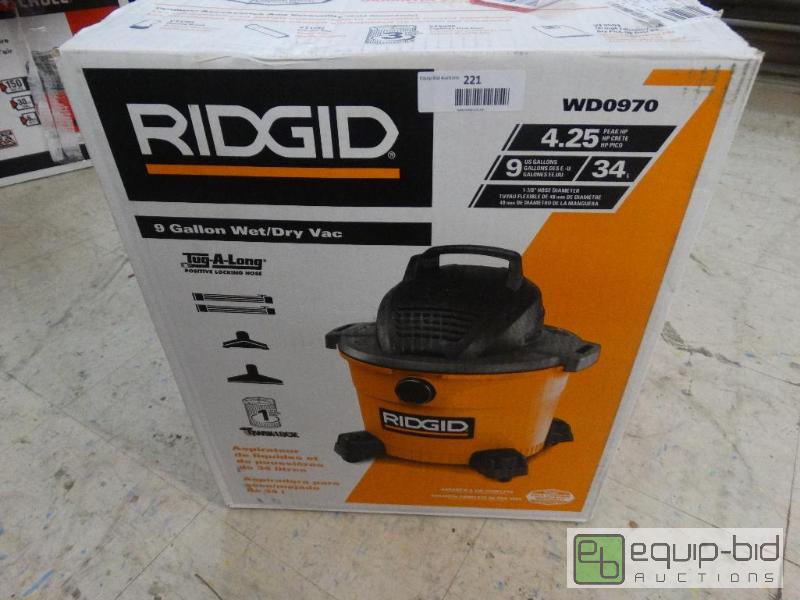 lot 221 image: Ridgid 9 Gallon WetDry Vac In Box....
