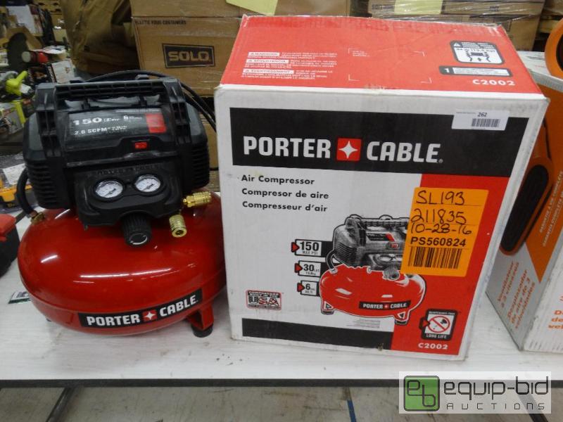 lot 262 image: Porter Cable 6 Gallon 150 PSI Air Compressor ...