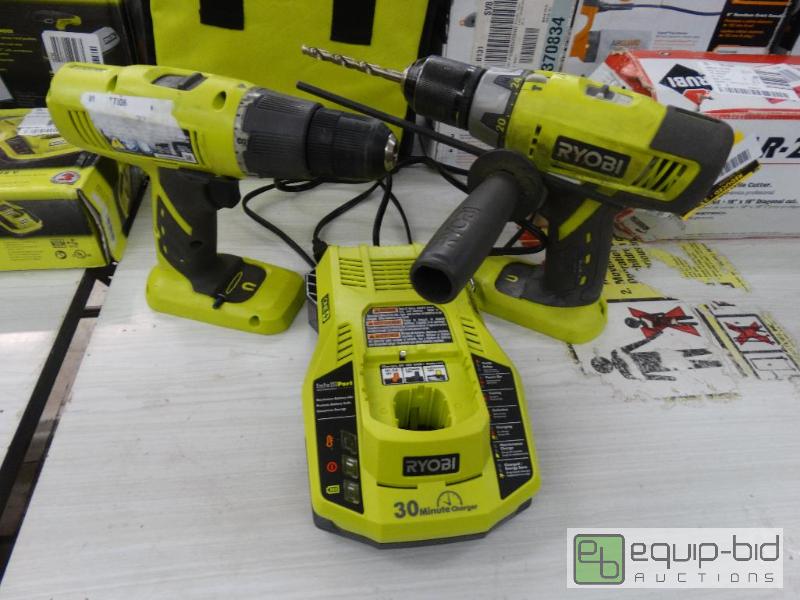 lot 327 image: 2 Ryobi&nbsp18 Volt DrillsCharger - No Batt...