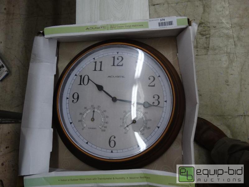 lot 374 image: Acu-Rite Metal Copper Finish Wall Clock....