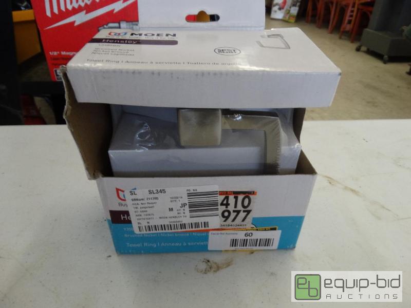 lot 60 image: Moen Brushed Nickel Towel Ring In Box....
