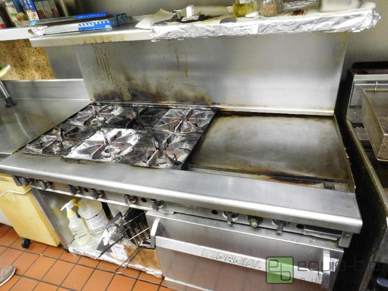 lot 1302 image: Imperial 6 Burner Flat Top Combo with OverShelf