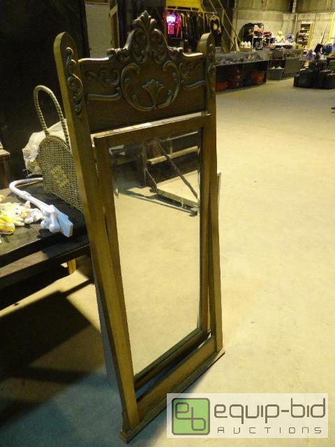 lot 2031 image: Wood Framed Ajustable Upright Mirror