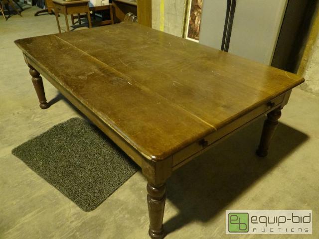 lot 2034 image: Very Large Solid Wood Table w Side Storage Drawers