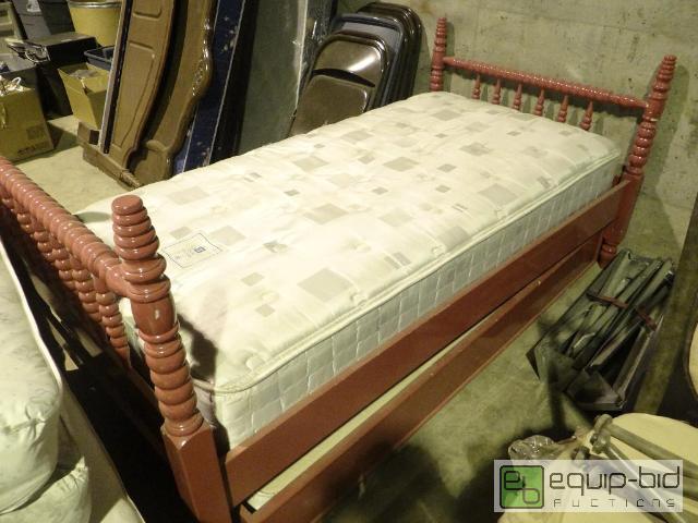 lot 2056 image: Kids Wood Framed Twin Size Double slideout Bed