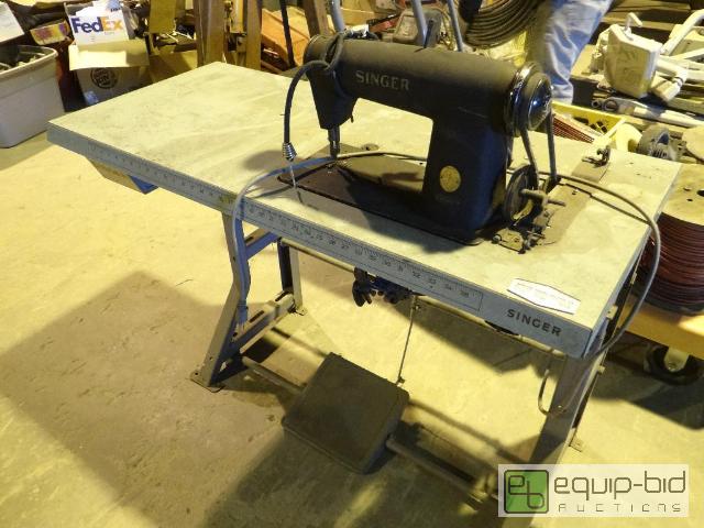 lot 2100 image: Singer Commercial Sewing Machine w Worktop Base