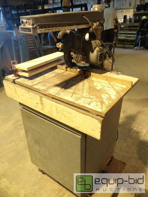 lot 2104 image: DeWALT Power Shop Radial Arm Saw Custom Built Cabinet
