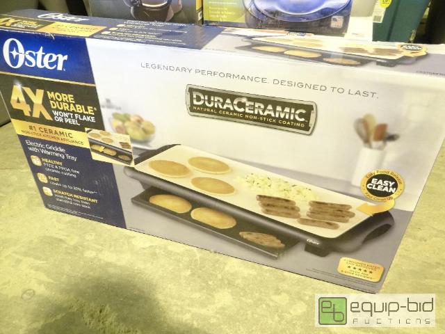 lot 2116 image: New In Box Oster Dura Ceramic Electric Griddle w Warming Tray